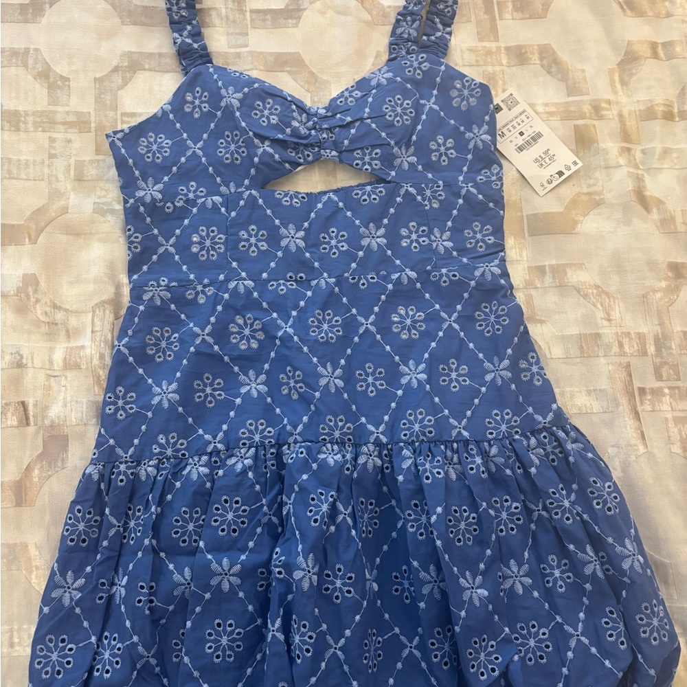 Blue Floral Patterned Dress